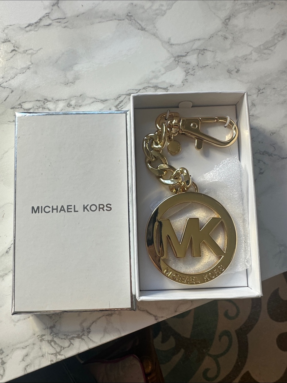 Michael Kors Gold MK Logo Bag Charm or Keychain